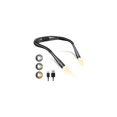 Lampe de lecture rechargeable – 3 températures de couleur – 6 niveaux de luminosité – Bras pliables pour lecture au lit (1/5)