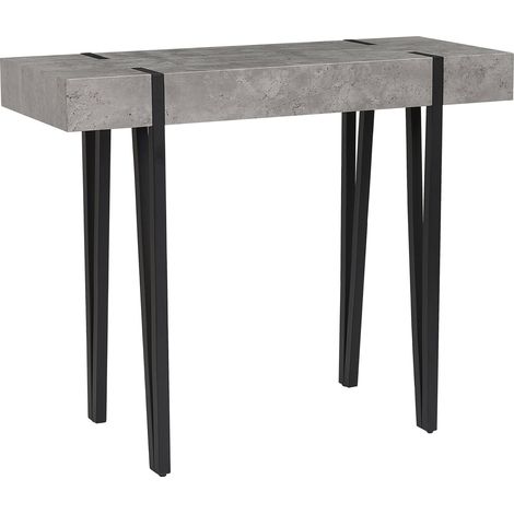 Consola tablero gris claro patas horquilla de metal negro 100 x 40 cm estilo industrial rectangular Adena (1/5)