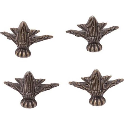 4 Stück Kleine dekorative Eckbeine aus Metall für Schmuckschatulle, Tisch mit Schrauben im Vintage-Stil (1/5)