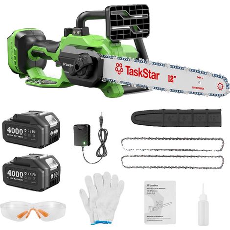 Motosega con motore brushless e sistema a doppia batteria, con 2 batterie da 4,0 Ah. (1/2)