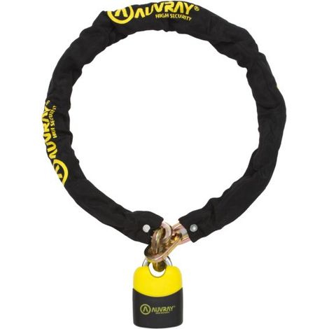 Conjunto de cadena y candado Auvray K-bloc - longitud 200 cm, diámetro 10 mm (1/2)