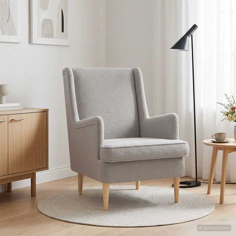 vidaXL Poltrona Grigio Chiaro Bouclé
