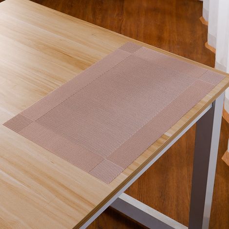 Placemat - Vinyle Tissé - Résistant aux Taches et aux Rayures - Pour Table à Manger et Cuisine - 45 x 30 cm - Rose Or - Lot de 4 (1/5)
