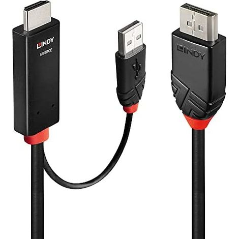 Lindy 41499 adaptador de cable de vídeo 2 m HDMI + USB Type-A DisplayPort Negro (1/2)