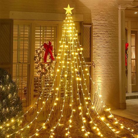 Guirlande lumineuse de Noël avec étoiles, 2 m x 9 branches, 198 LED, 8 modes d'éclairage, télécommande, USB étanche (1/5)