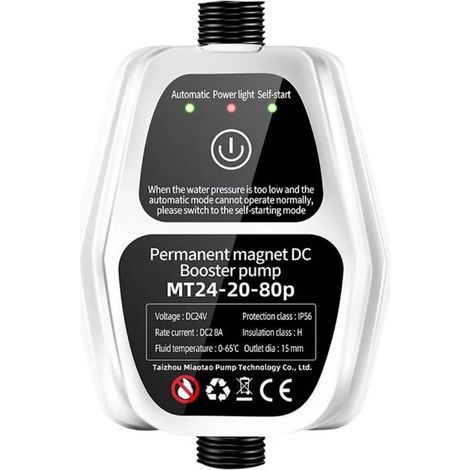 Pompa di aumento pressione dell'acqua domestica silenziosa e automatica per doccia, 100W 24V 25L/min (1/5)