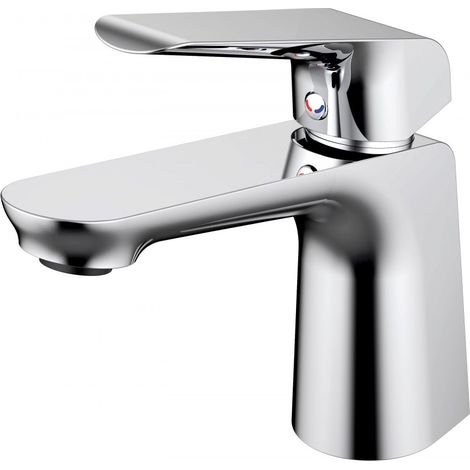 Robinet salle de bain mitigeur de lavabo chromé avec bonde de vidage (1/3)