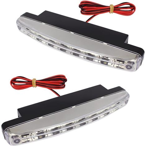 Feux diurnes à LED, 2 x 12 V 8 LED Feux diurnes Slim Daytime Running Lights Car Universal- (1/5)