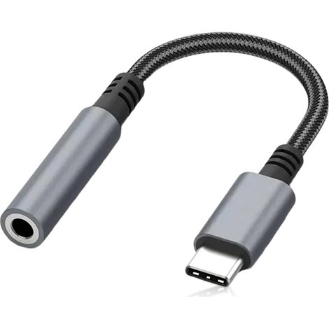 Adaptateur USB C Jack, Adaptateur de Prise de Casque à 3,5mm USB C vers 3,5mm Audio Convertisseur pour 16 15 Pro Max Plus Type C vers Audio pour S24 S23 Ultra Note 20 A54 P50 P40 Mate 30 (Gris) (1/5)