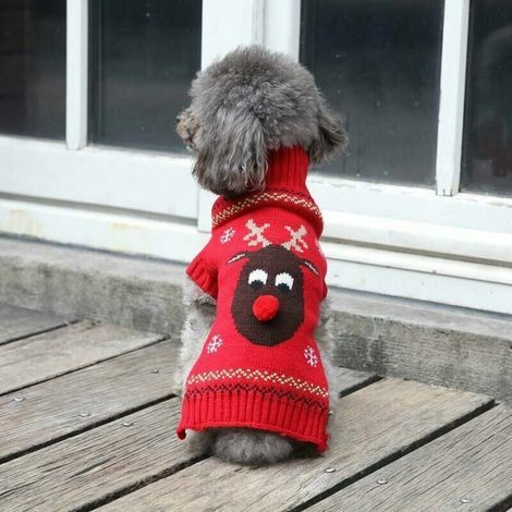 Pull pour chien Noël Pull à col roulé pour chien Motif de Noël Tricots Pull chaud pour animal de compagnie pour chien Chiot Fête Cadeau de chiot pour pull pour chien2XL (1/5)