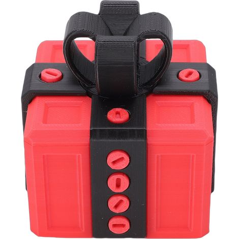 Boîte cadeau agaçante 7x6,5x6,5cm interactive 3D – Présent farce vis anniversaire Noël printemps noir et rouge (1/5)