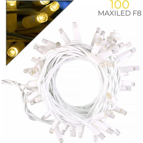 CATENA LUMINOSA PROFESSIONALE 50 MAXI LED CAVO BIANCO 5MT PROLUNGABILE FINO 200MT - LUCE CALDA FISSA E FLASH BIANCO PER ESTERNI E INTERNI