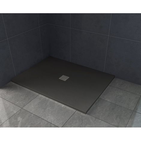 32 mm SMC Duschtasse Steinlook 120 x 80 cm in schwarz (1/3)