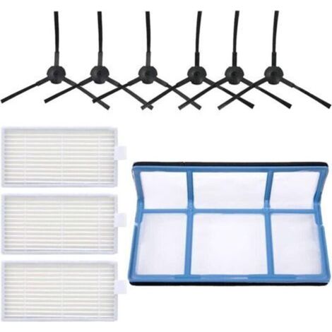 Kit de remplacement pour aspirateur robot ILIFE ZACO V5s V3 V5 V3s : 6 brosses latérales, 3 filtres HEPA, 1 filtre principal (1/4)