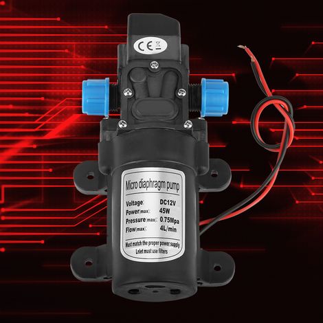 12 V Gleichstrom, 45 W Mikromembran-Wasserpumpe, selbstansaugend, leise, Fördermenge 4 l/min, schwarz (1/5)