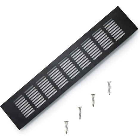 Grille D’aération en Aluminium à Encastrer, Grille de Ventilation 400 mm Angulaire pour la Ventilation des Placards et des Chambres (Noir) (1/4)