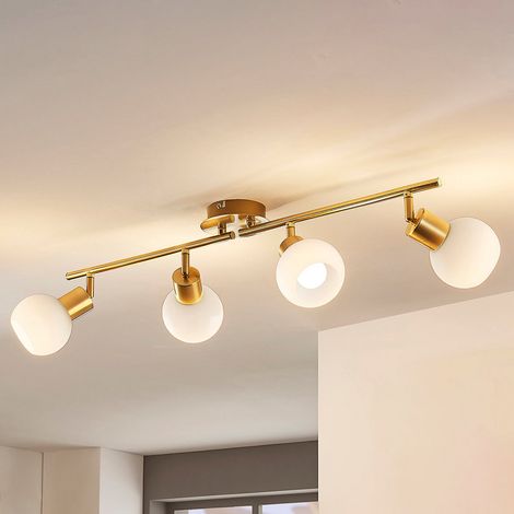 [GEBRAUCHT] B-Ware Lindby Deckenleuchte Deckenlampe Elaina Messing Glas Opalglasschirme 4 Flam459