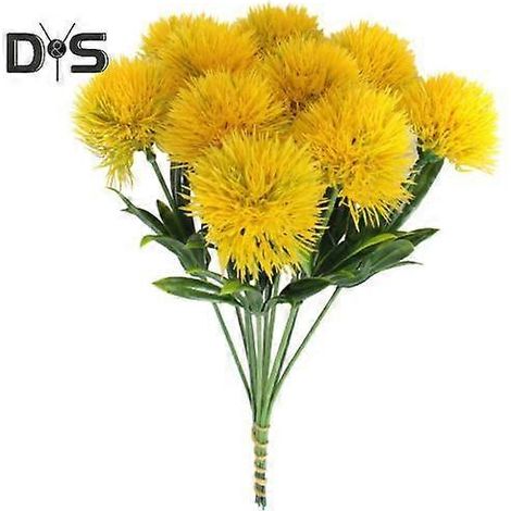 10 bouquets de pissenlits artificiels réalistes, inodores et sans entretien, pour la décoration de la maison et de l'hôtel.jaune (1/5)