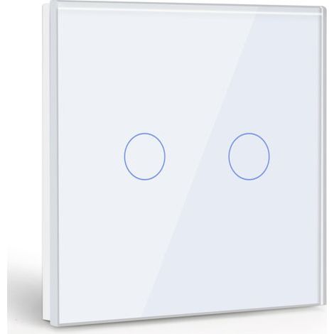 Single-position, 2-position touch switch with white light and LED display - no neutral wire required, white (1/5)