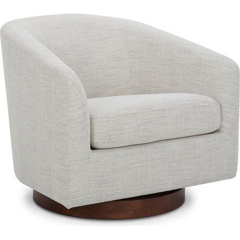 Fauteuil Pivotant CHITA, Siège Baquet Rembourré En Tissu Certifié FSC, Pour Salon-Blanc (1/5)