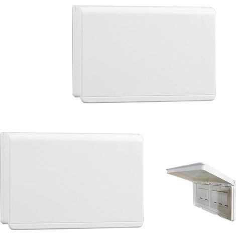 Lot de 2 couvercles d'interrupteur double type 86 - Protection pluie - Étanche - 2 compartiments - Salle de bain, jardin, cuisine - Interrupteur étanche (blanc) (1/5)