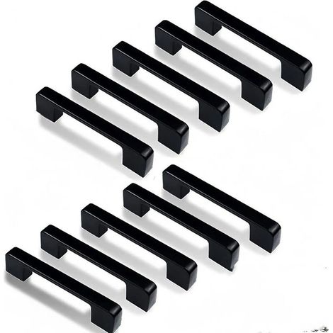 10 maniglie per mobili da cucina, adatte per ante e pensili, nere, 10,5 x 12 x 22,5 mm (1/4)