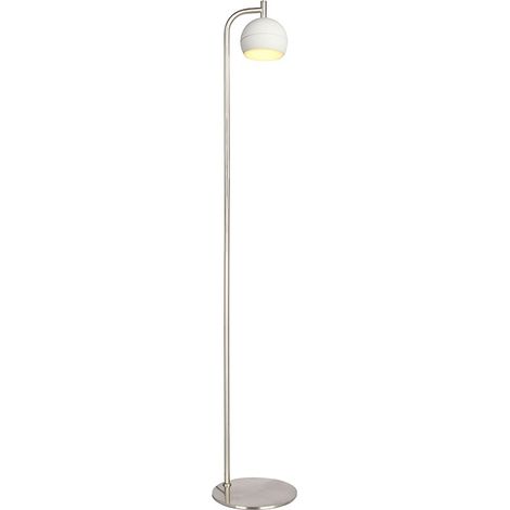 LED Stehleuchte Standleuchte Wohnzimmerlampe Weiß Nickel gebürstet H 141 cm (1/5)