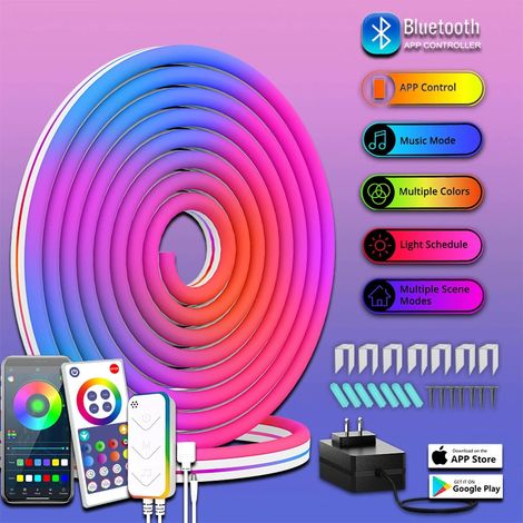 Bande LED néon 3 m RGBIC - Applique murale intelligente - Multicolore - Intérieur