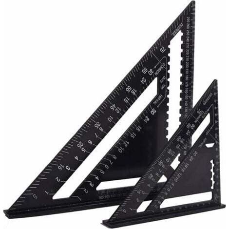 Equerre Menuisier Multifonctions 18cm et 30cm, Triangle Métal Aluminium Règle Équerre Trusquin Guide Raporteur Angle 45 90 Degres/Outillage Charpentier/Outil Traçage Guidage Menuiseri (1/4)