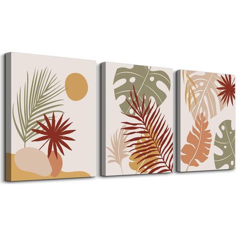 Quadro Boho Parete Botanico Astratto Vegetale Verde Borgogna (1/5)
