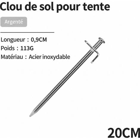 Piquet de Tente en Acier 20 cm Sardine d'Ancrage Double Trou Soudé Camping Auvent 113 g Argenté – Livraison gratuite (1/5)