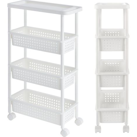 Unidad de almacenamiento con ruedas carro con ruedas torre de almacenamiento 100 cm blanco 030002849 (1/5)
