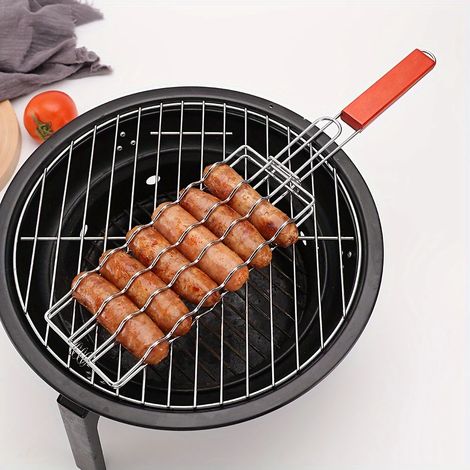Panier à saucisses pour barbecue - Ustensile de cuisine portable pour le camping - Outil de grillade durable pour les pique-niques en plein air (1/5)