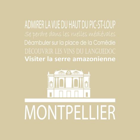 Tableau sur toile Montpellier beige 30x30 cm - Impression sur Toile Murale Décorative - Image imprimée en HD sur Toile - Toile sur Châssis en Bois FSC - Fabriqué en France