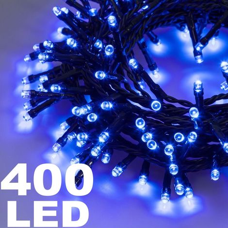 TrAdE Shop Traesio - Catena Luminosa 400 Luci Led Lucciole Colore Blu Controller 8 Funzioni Interno -