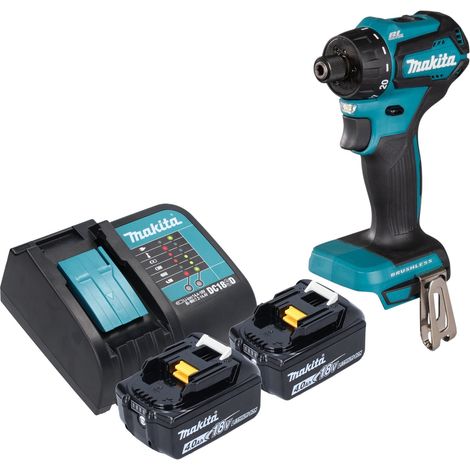 Taladro atornillador a batería Makita DDF 083 SM 18 V 40 Nm 1/4'' sin escobillas + 2x batería 4,0 Ah + cargador