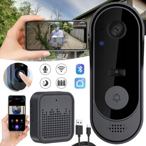 Sonnette Vidéo Sécurisée Détection de Mouvement, Audio Bidirectionnel & Alertes Instantanées , Protégez votre porte d'entrée avec une surveillance cloud fiable (1/5)