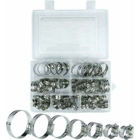 Collier De Serrage, Collier De Serrage Inox, 60 Pièces Collier Serrage Inox, 8-38mm 7 Tailles Différentes, Pour Piscines, Lave Linge, Lave Vaisselle, Conduites D'eau Domestiques (1/4)