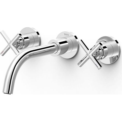 TRES 28330002 MONT BLANC Grifo Bimando Empotrado Lavabo Color Cromo