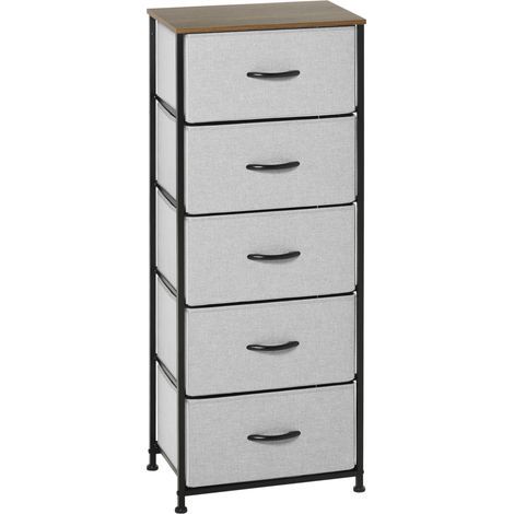 Chiffonnier 5 tiroirs GUNTER noir et gris (1/5)