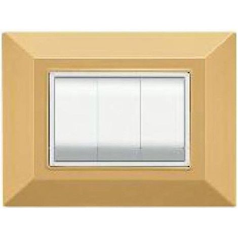 TrAdE Shop Traesio - Placca Placchetta Placchette Compatibili Per Serie Axolute Bticino Colorate Sq - Oro -3 fori     -