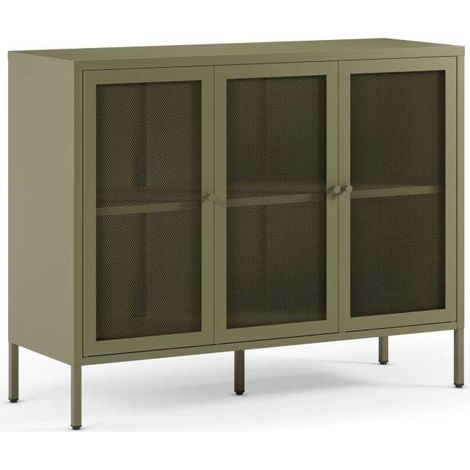 Mueble aparador 3 puertas modelo Felix acabado metal verde, 121cm(ancho) 90cm(alto) 40cm (largo) (1/5)