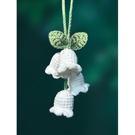 Gestrickter Maiglöckchen Anhänger für Auto & Zuhause, Handgehäkelt (1/5)