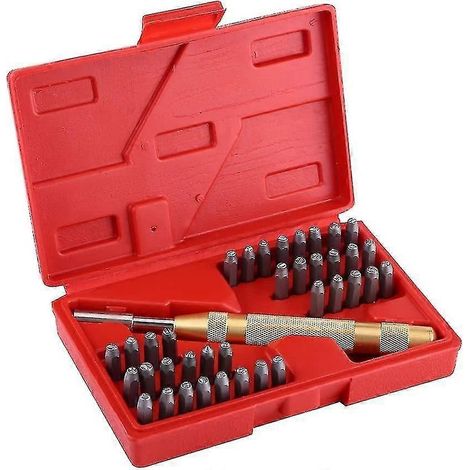 Kit de frappe de lettres et chiffres en acier (38 pièces) avec poinçon automatique de 3 mm (1/5)