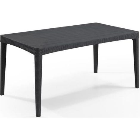 Keter – Table de jardin ronde 6 personnes Girona – Imitation résine tressée – Plateau lattes bois – 160 x 90 x 74 cm – Armature imitation rotin