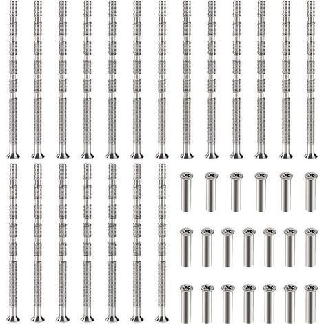 20 Stück M3 Türgriffschrauben, Verbindungsschrauben mit Bolzensatz, Verbindungsbolzen und Hülse, vernickelte Möbelverbinder für Rosetten, Türgriffe, Schränke, Schubladen (1/5)