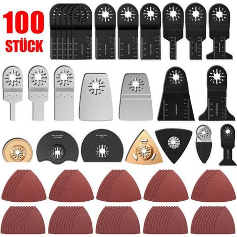 Lot de 100 lames de scie oscillantes Kit d'accessoires pour outils multifonctions Fein Multimaster Dremel, Makita, Einhell, bimétal en, acier à haute teneur en carbone (1/5)