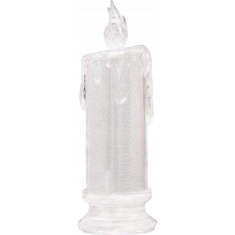 Vela LED decorativa de 5x11 cm, funciona con pilas, transparente. (1/5)