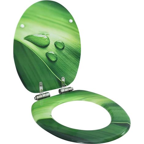 Siège WC Couvercle fermeture en douceur MDF Vert Gouttes d'eau (1/5)