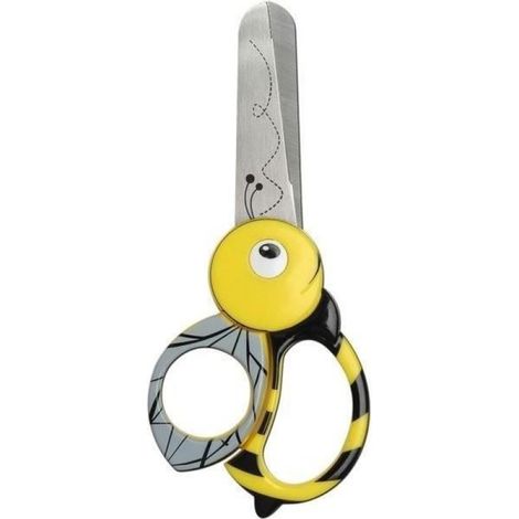 Fiskars Ciseaux enfants 13 cm Abeille – Anneaux animal, ambidextres, bouts ronds sécurité